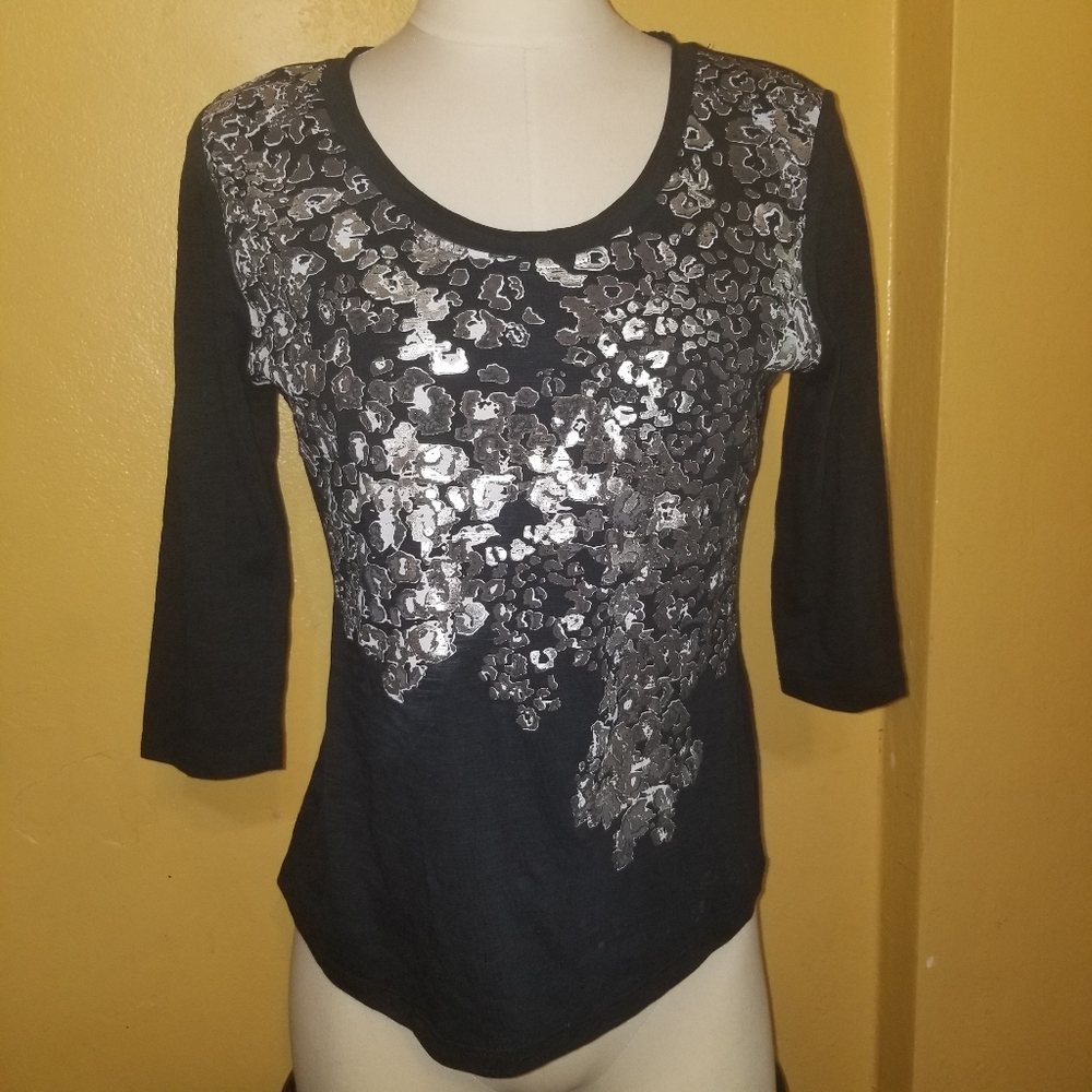 Allyson Whitemore Womens Shirt Black/silver Size P
